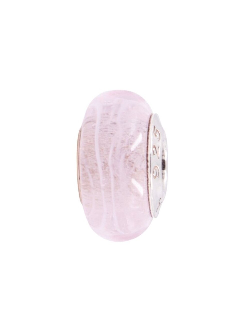 Chamilia Light Pink Swirl Murano Glass Sterling Silver Charm Bead